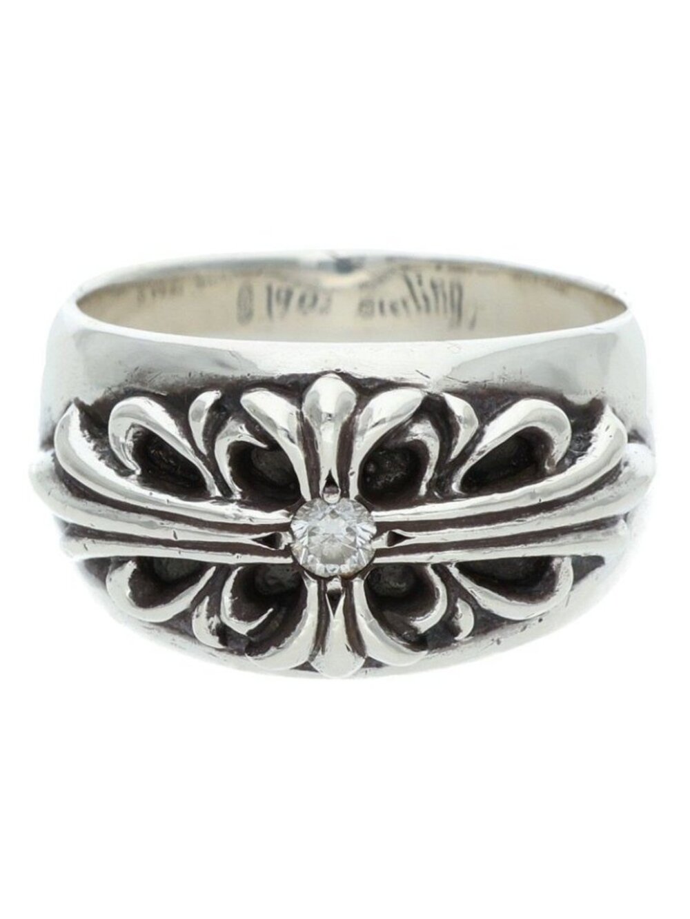Chrome Hearts Flrl Floral Cross Silver Ring